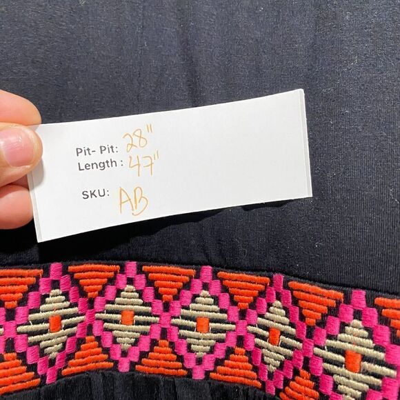 Catherines Women's Sleeveless Round Neck Embroidered A-Line Dress Black Plus 3X - Picture 9 of 9